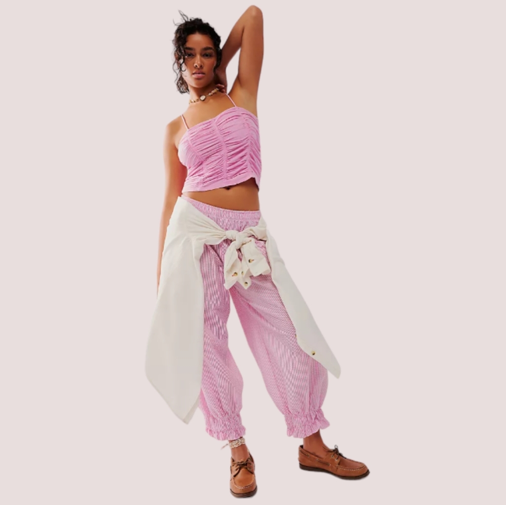 🌟Host Pick🌟 Free People Belong Together Ruched Camisole Crop Top Pink M - Picture 2 of 9
